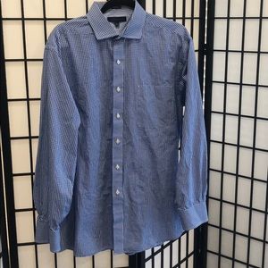16 1/2 - Blue Checker Button Down